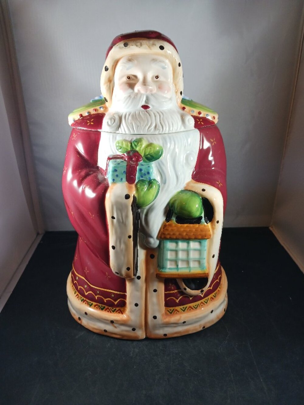 Vintage Cookie Jar Santa Claus With Lantern 12 Inches Tall